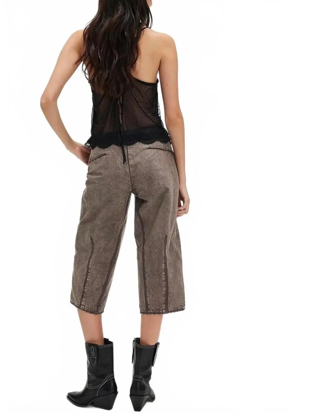Free People Like That Tapered Capris Wild Mushroom Jorts NWT Size 2